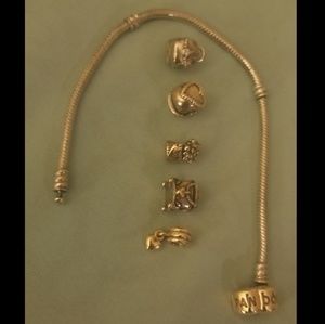 SOLD!!!!!  Pandora Bracelet Set (14k GOLD)